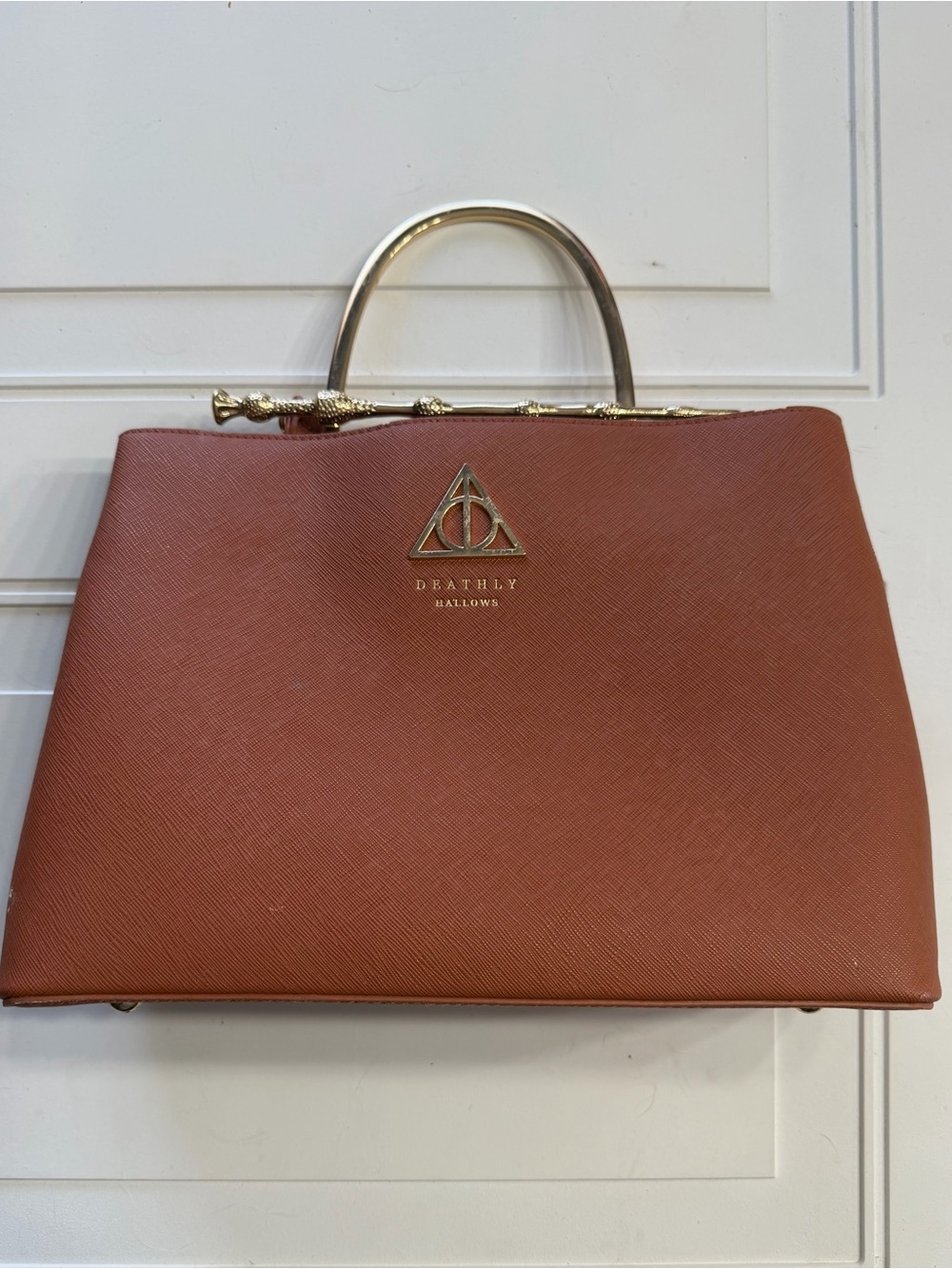 Harry Potter Loungefly Tan Faux Leather Deathly Hallows Satchel Elder Wand Purse